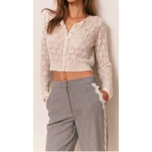 Loveshackfancy Calico Embellished Pointelle Cardigan Sz Large NWT